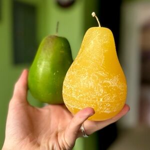 Rustic Wax Pears Cottagecore Farmhouse Faux Food Kitchen Dining Decor Set of 2
